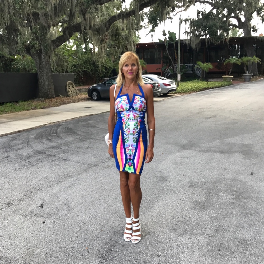 Wow couture, sweetheart  printed bandage dress
